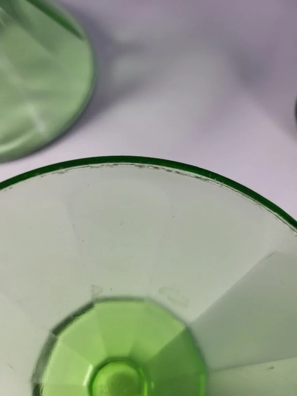 2 Vintage Federal Glass Sherbet Dish Uranium Green Depression 1920's ice cream
